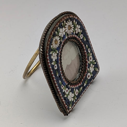 アンティーク マイクロモザイク装飾 真鍮製小型フォトフレーム 写真立て/ポートレイト